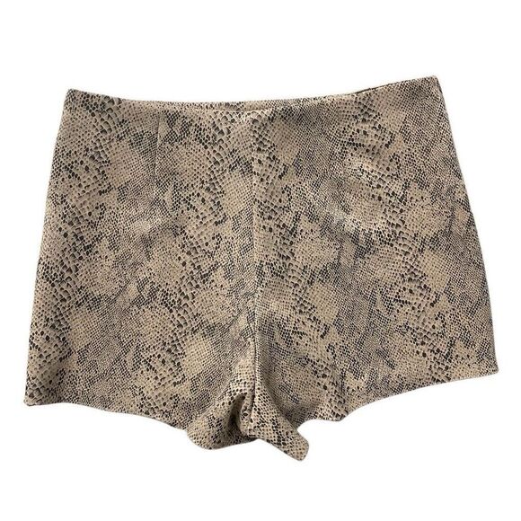 Zara Basic Faux Suede Snake Print Skort Large Asymmetrical Front Mini Skirt - Picture 7 of 10